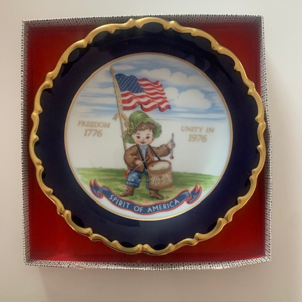Rare Spirit of America H.H. Lihs Collection Bavarian Porcelain Plate 24K Gold